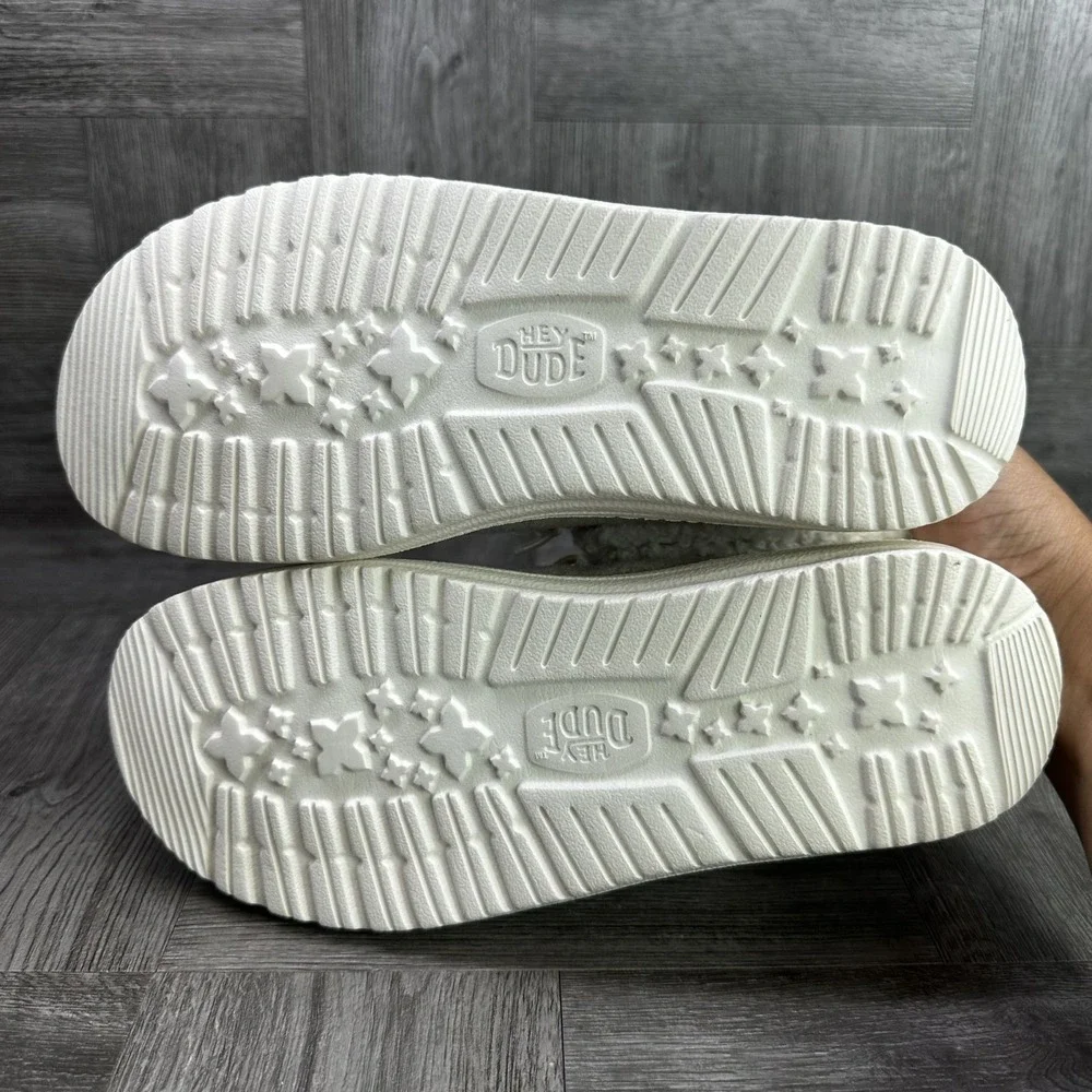 Hey Dude Wendy Fold Y Brushed Cozy Kids J2 Ivory Sherpa Moccasin NEW